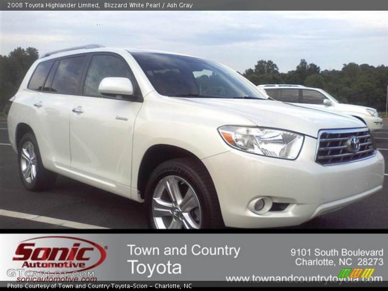 Blizzard White Pearl / Ash Gray 2008 Toyota Highlander Limited