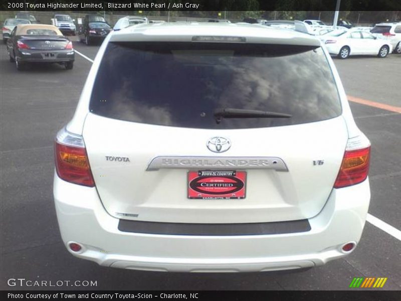 Blizzard White Pearl / Ash Gray 2008 Toyota Highlander Limited