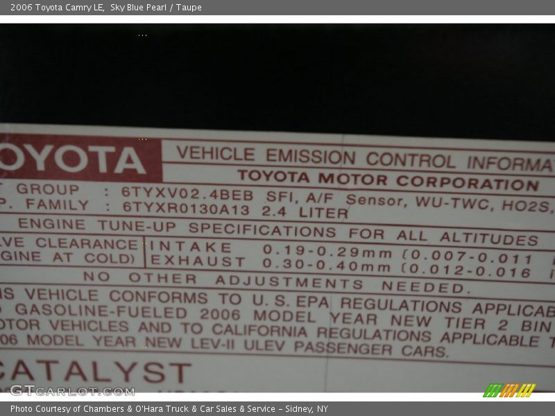 Sky Blue Pearl / Taupe 2006 Toyota Camry LE