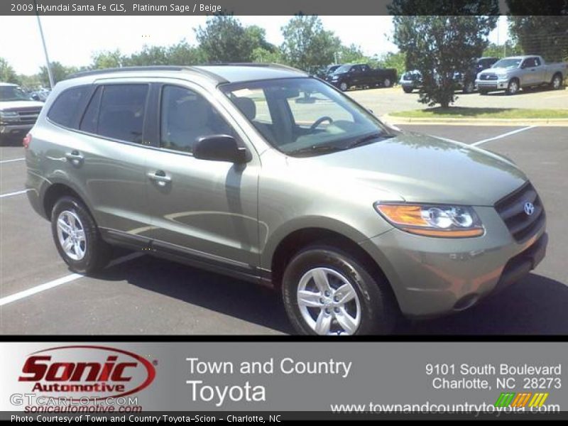 Platinum Sage / Beige 2009 Hyundai Santa Fe GLS