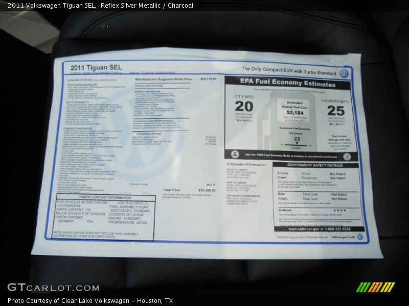 Reflex Silver Metallic / Charcoal 2011 Volkswagen Tiguan SEL