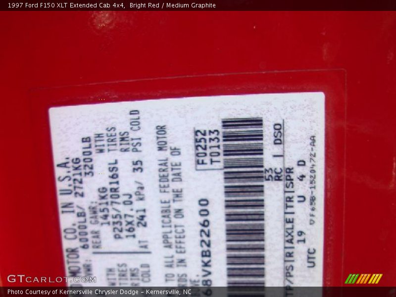 Bright Red / Medium Graphite 1997 Ford F150 XLT Extended Cab 4x4