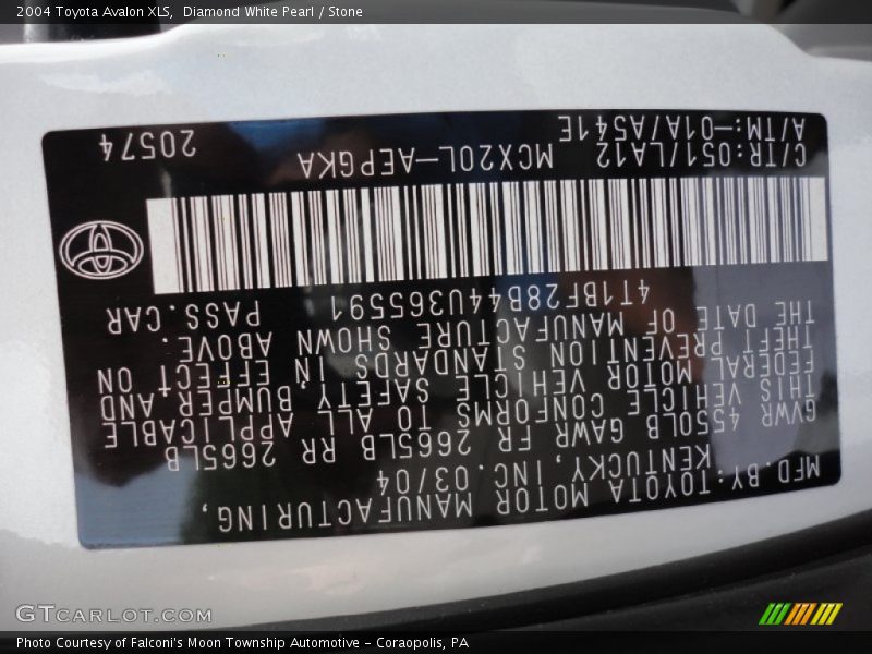 Diamond White Pearl / Stone 2004 Toyota Avalon XLS