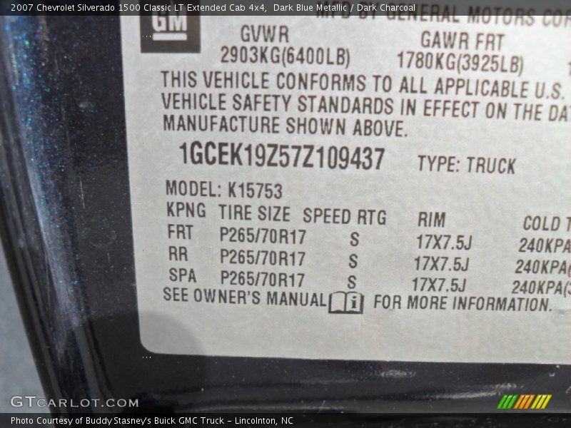 Dark Blue Metallic / Dark Charcoal 2007 Chevrolet Silverado 1500 Classic LT Extended Cab 4x4