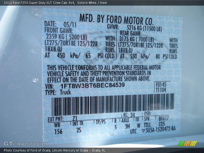 Oxford White / Steel 2011 Ford F350 Super Duty XLT Crew Cab 4x4