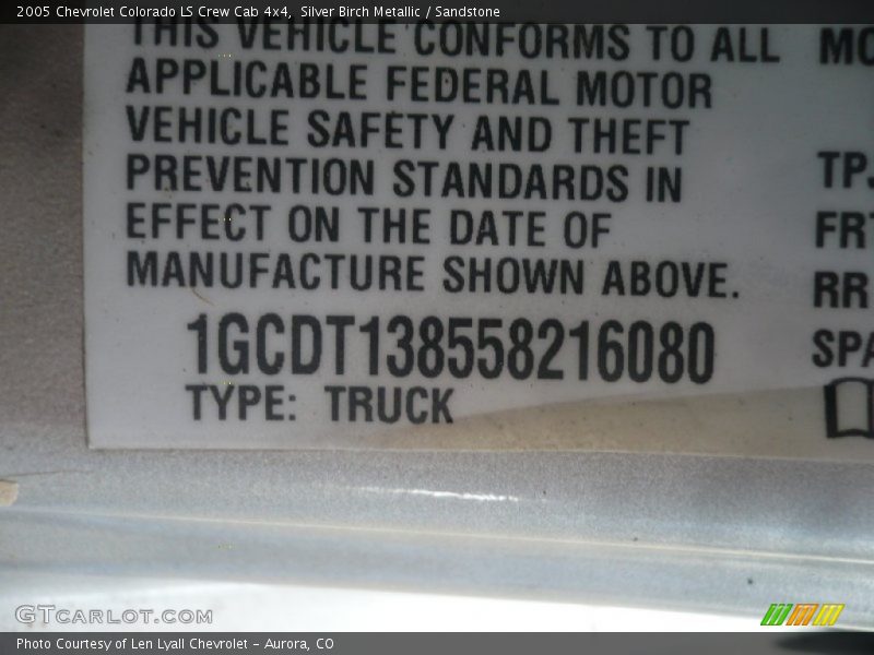 Silver Birch Metallic / Sandstone 2005 Chevrolet Colorado LS Crew Cab 4x4