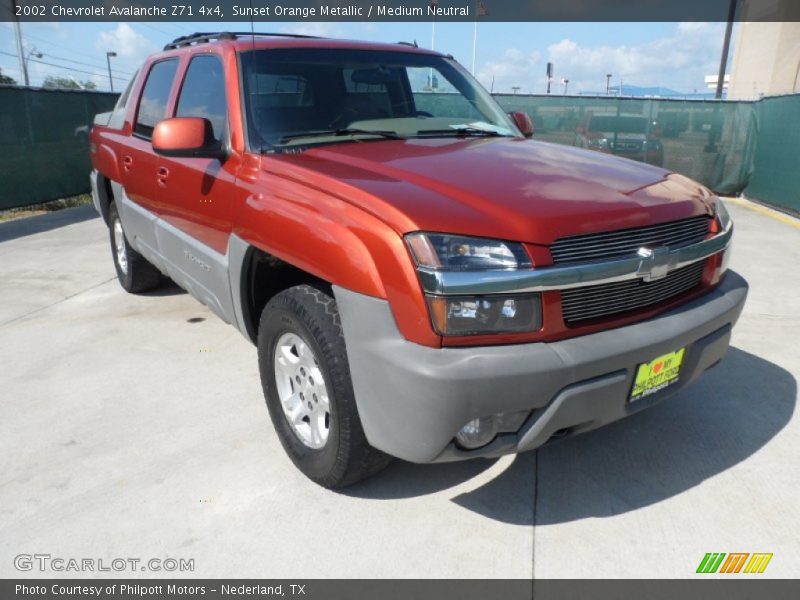 Sunset Orange Metallic / Medium Neutral 2002 Chevrolet Avalanche Z71 4x4