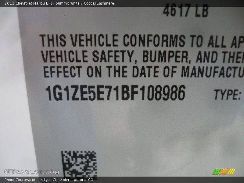 Summit White / Cocoa/Cashmere 2011 Chevrolet Malibu LTZ