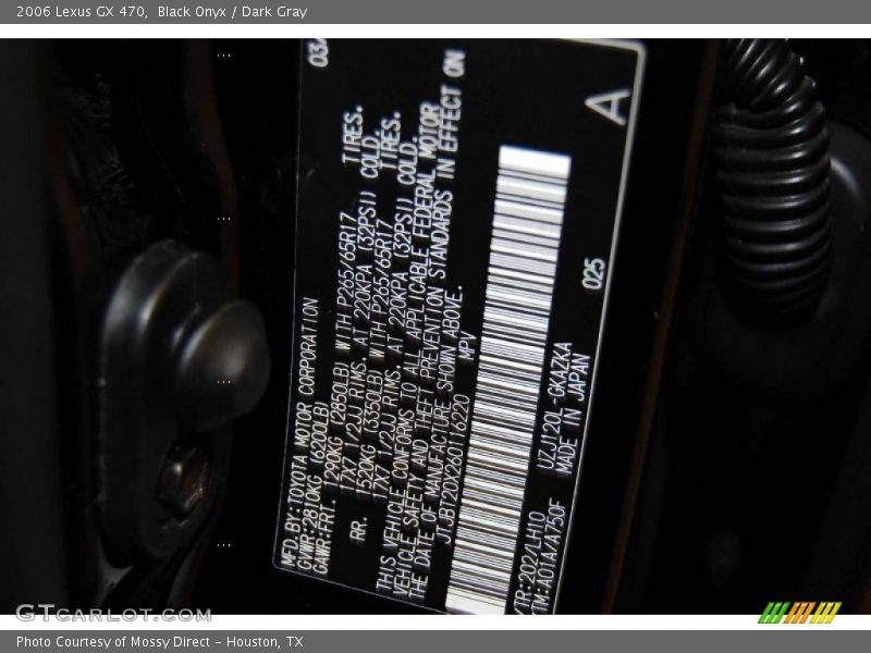 Black Onyx / Dark Gray 2006 Lexus GX 470