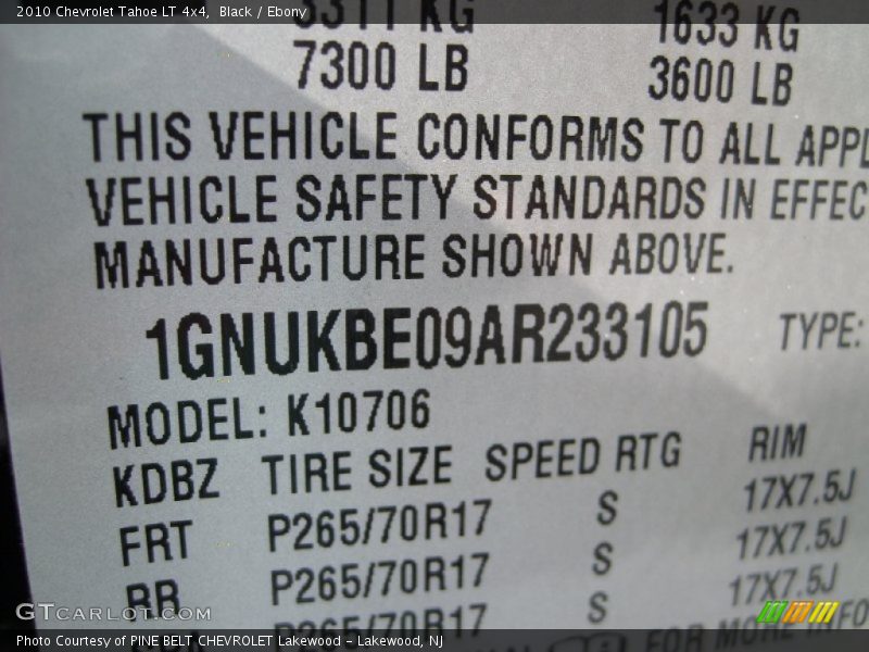 Black / Ebony 2010 Chevrolet Tahoe LT 4x4