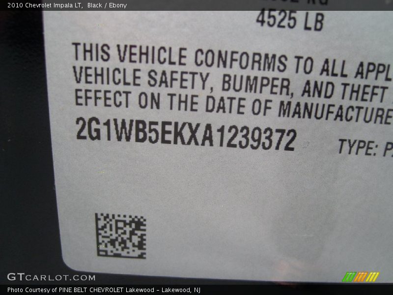 Black / Ebony 2010 Chevrolet Impala LT