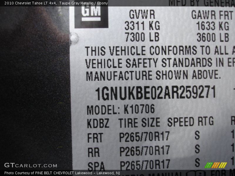 Taupe Gray Metallic / Ebony 2010 Chevrolet Tahoe LT 4x4