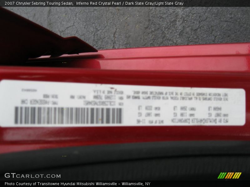 Inferno Red Crystal Pearl / Dark Slate Gray/Light Slate Gray 2007 Chrysler Sebring Touring Sedan