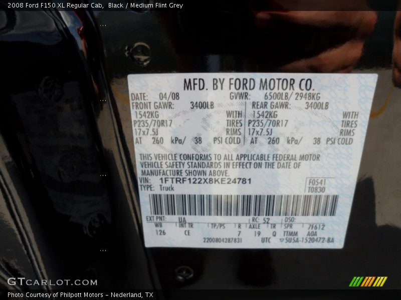 Black / Medium Flint Grey 2008 Ford F150 XL Regular Cab