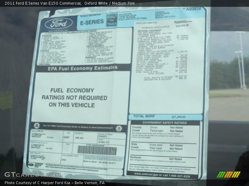  2011 E Series Van E150 Commercial Window Sticker
