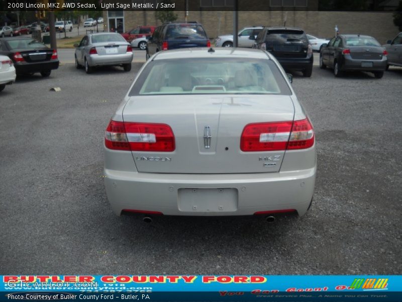 Light Sage Metallic / Sand 2008 Lincoln MKZ AWD Sedan