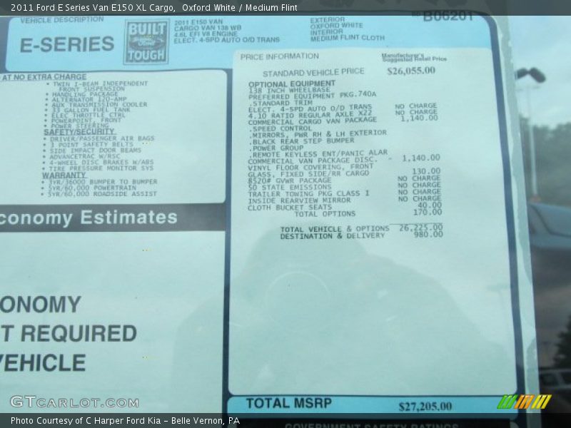 Oxford White / Medium Flint 2011 Ford E Series Van E150 XL Cargo