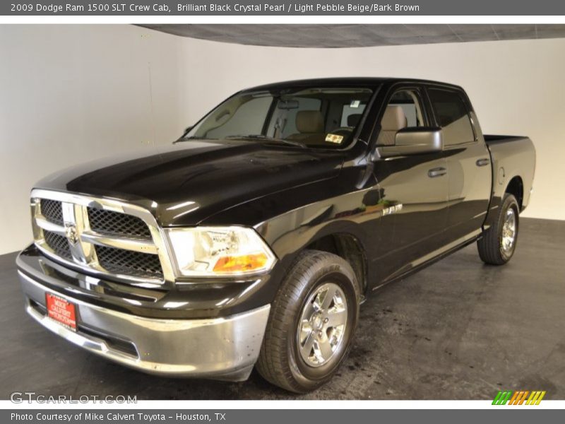 Brilliant Black Crystal Pearl / Light Pebble Beige/Bark Brown 2009 Dodge Ram 1500 SLT Crew Cab