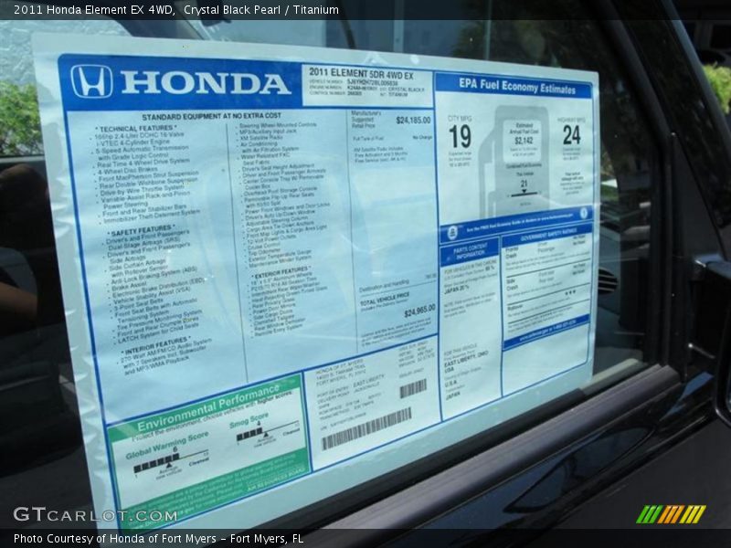  2011 Element EX 4WD Window Sticker