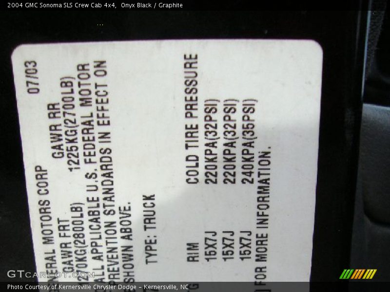 Onyx Black / Graphite 2004 GMC Sonoma SLS Crew Cab 4x4