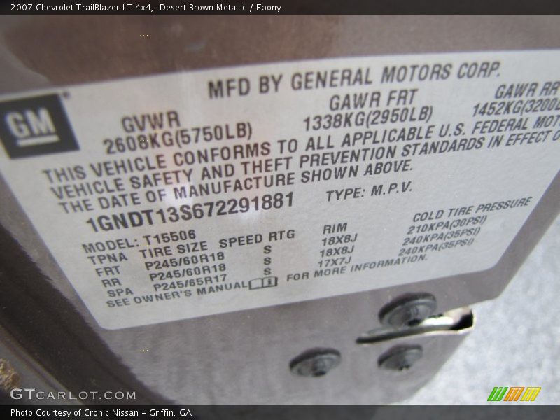 Desert Brown Metallic / Ebony 2007 Chevrolet TrailBlazer LT 4x4