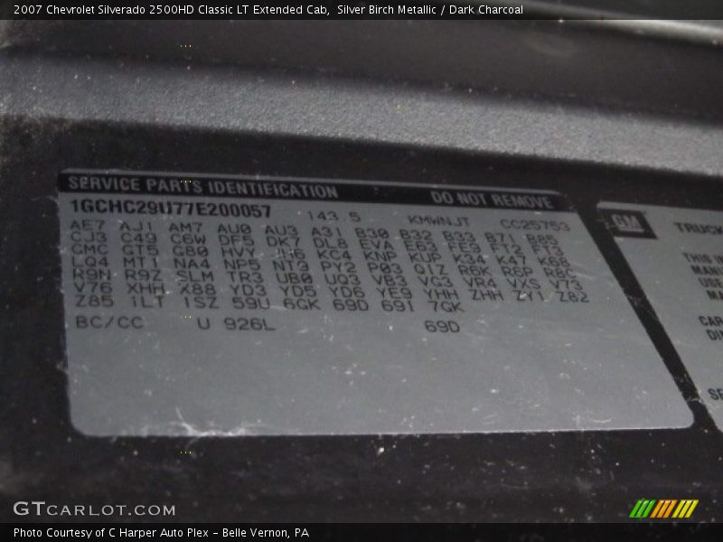 Info Tag of 2007 Silverado 2500HD Classic LT Extended Cab