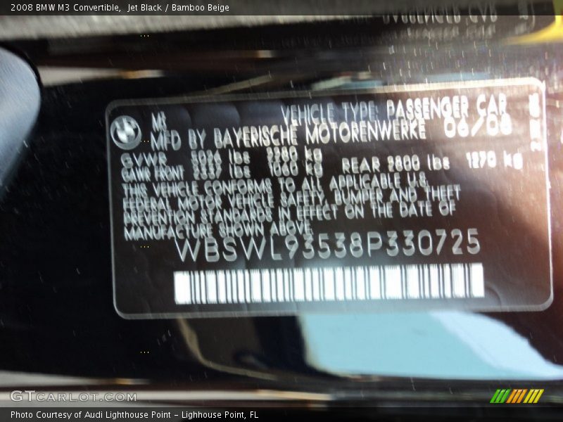 Jet Black / Bamboo Beige 2008 BMW M3 Convertible