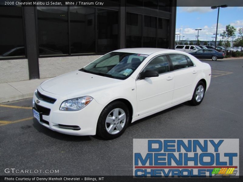 White / Titanium Gray 2008 Chevrolet Malibu LS Sedan