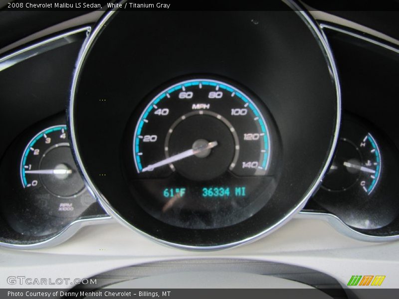 White / Titanium Gray 2008 Chevrolet Malibu LS Sedan