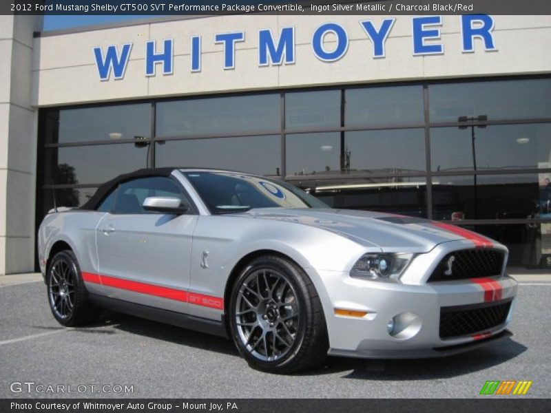 Ingot Silver Metallic / Charcoal Black/Red 2012 Ford Mustang Shelby GT500 SVT Performance Package Convertible