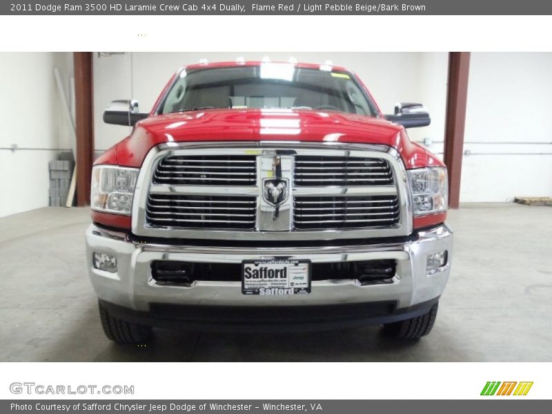 Flame Red / Light Pebble Beige/Bark Brown 2011 Dodge Ram 3500 HD Laramie Crew Cab 4x4 Dually