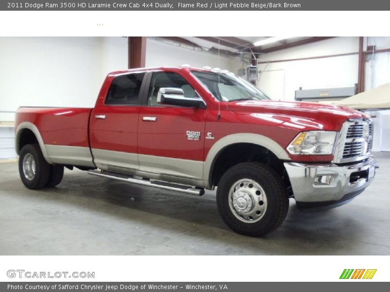 Flame Red / Light Pebble Beige/Bark Brown 2011 Dodge Ram 3500 HD Laramie Crew Cab 4x4 Dually