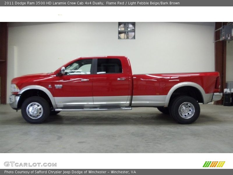 Flame Red / Light Pebble Beige/Bark Brown 2011 Dodge Ram 3500 HD Laramie Crew Cab 4x4 Dually