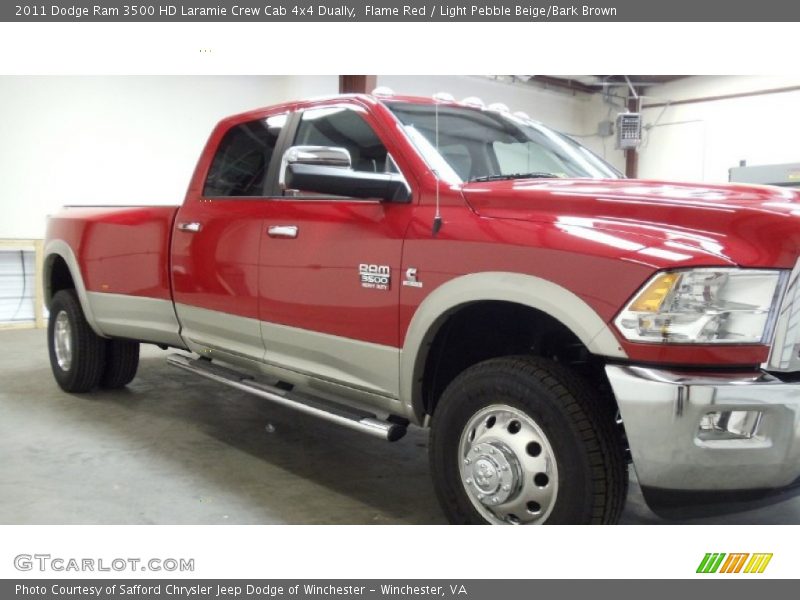 Flame Red / Light Pebble Beige/Bark Brown 2011 Dodge Ram 3500 HD Laramie Crew Cab 4x4 Dually