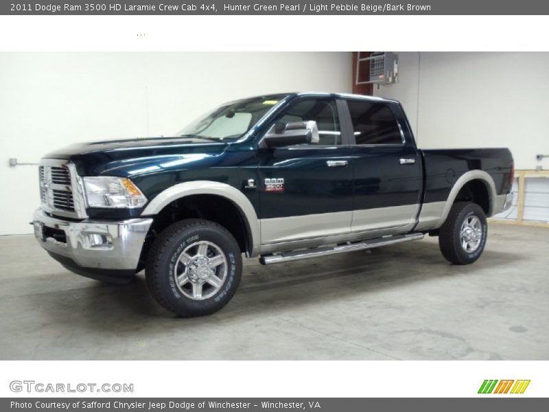 Hunter Green Pearl / Light Pebble Beige/Bark Brown 2011 Dodge Ram 3500 HD Laramie Crew Cab 4x4