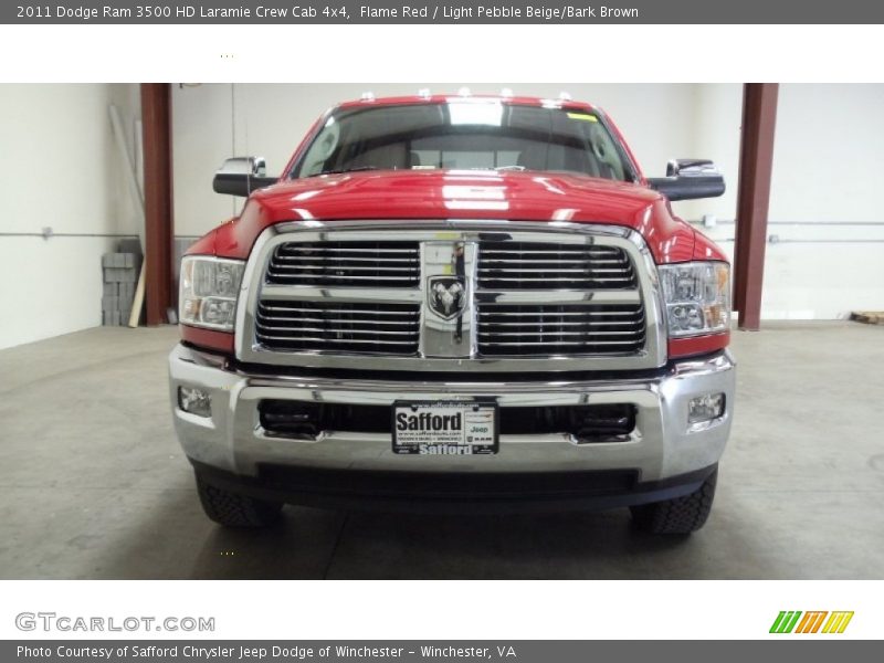 Flame Red / Light Pebble Beige/Bark Brown 2011 Dodge Ram 3500 HD Laramie Crew Cab 4x4