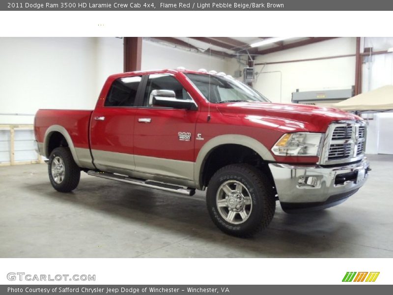 Flame Red / Light Pebble Beige/Bark Brown 2011 Dodge Ram 3500 HD Laramie Crew Cab 4x4