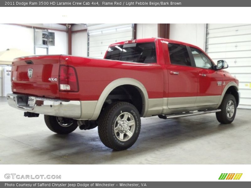 Flame Red / Light Pebble Beige/Bark Brown 2011 Dodge Ram 3500 HD Laramie Crew Cab 4x4