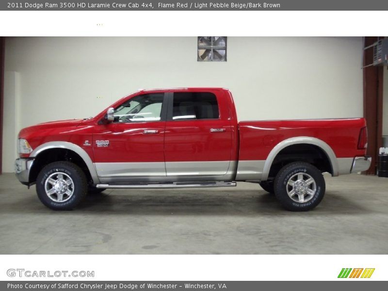 Flame Red / Light Pebble Beige/Bark Brown 2011 Dodge Ram 3500 HD Laramie Crew Cab 4x4