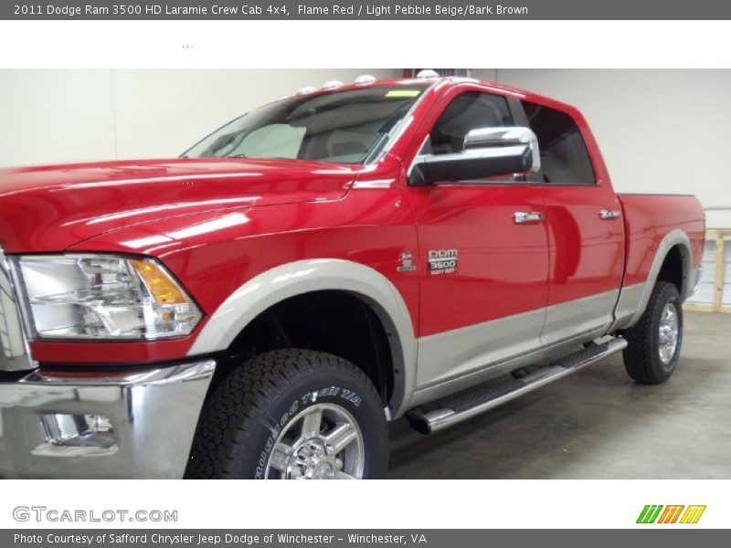 Flame Red / Light Pebble Beige/Bark Brown 2011 Dodge Ram 3500 HD Laramie Crew Cab 4x4