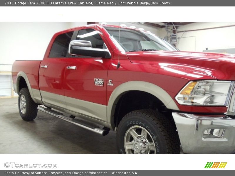 Flame Red / Light Pebble Beige/Bark Brown 2011 Dodge Ram 3500 HD Laramie Crew Cab 4x4