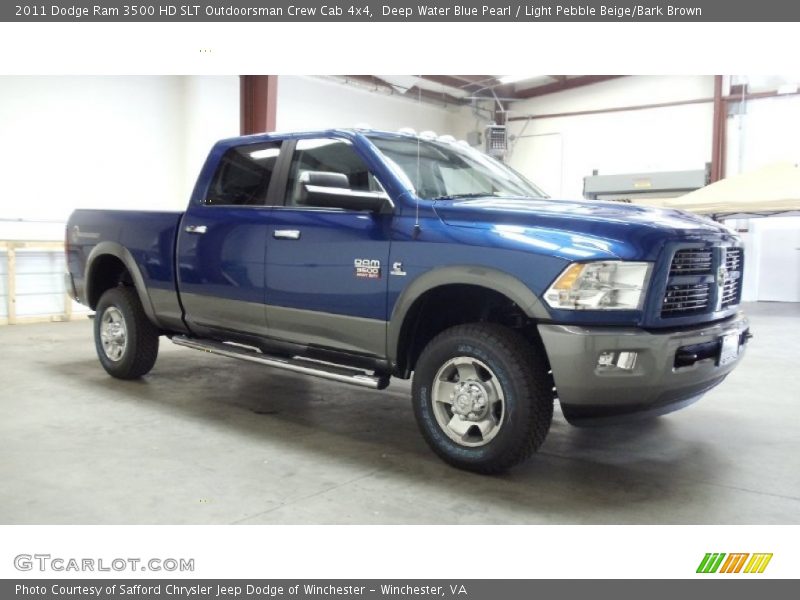 Deep Water Blue Pearl / Light Pebble Beige/Bark Brown 2011 Dodge Ram 3500 HD SLT Outdoorsman Crew Cab 4x4