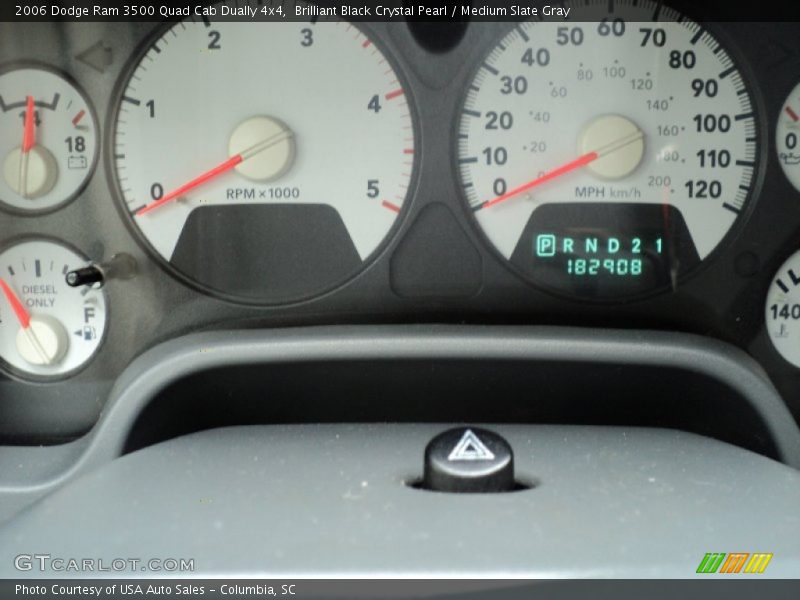 Brilliant Black Crystal Pearl / Medium Slate Gray 2006 Dodge Ram 3500 Quad Cab Dually 4x4