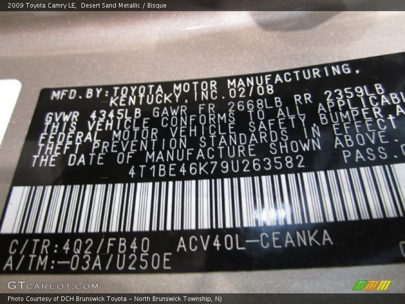 Desert Sand Metallic / Bisque 2009 Toyota Camry LE