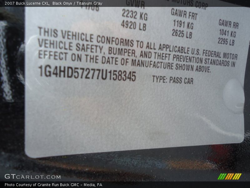 Black Onyx / Titanium Gray 2007 Buick Lucerne CXL