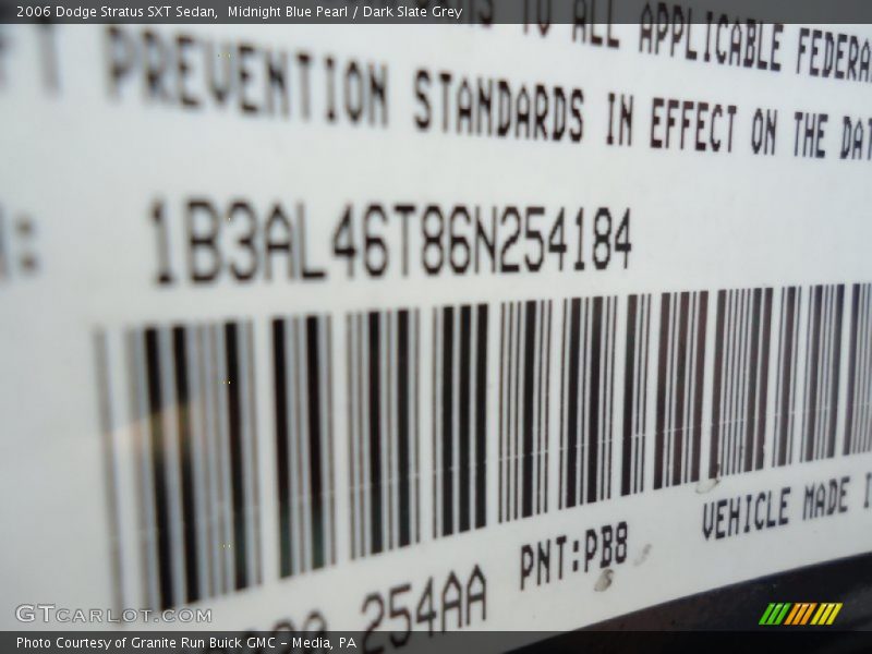 Midnight Blue Pearl / Dark Slate Grey 2006 Dodge Stratus SXT Sedan