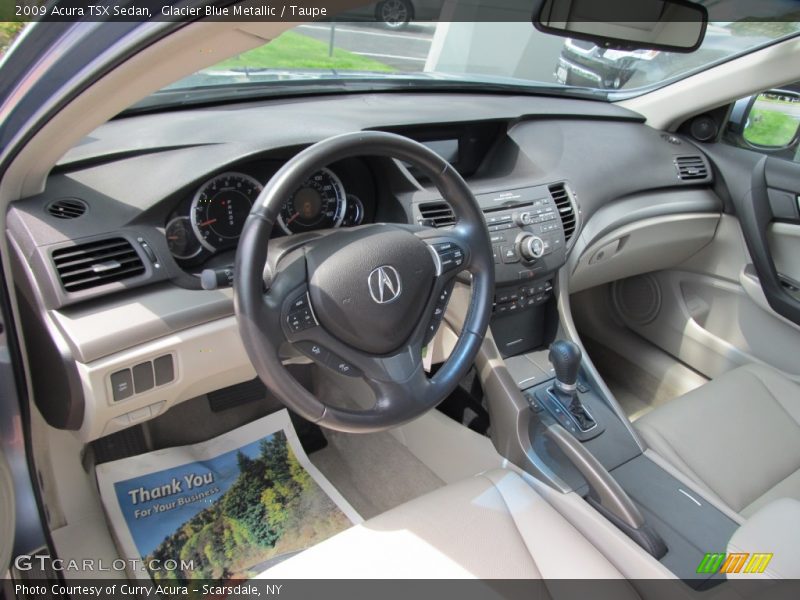Glacier Blue Metallic / Taupe 2009 Acura TSX Sedan