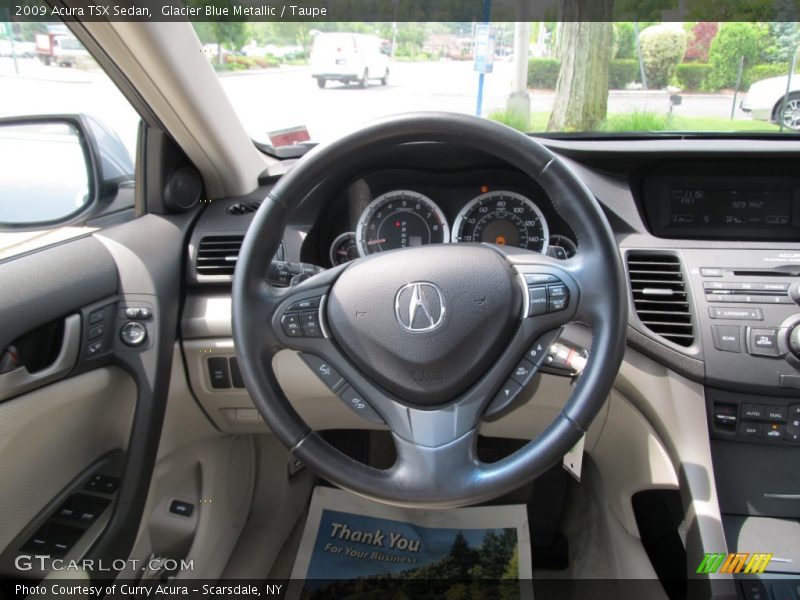 Glacier Blue Metallic / Taupe 2009 Acura TSX Sedan