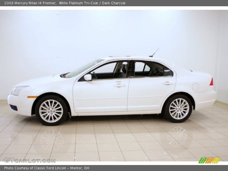White Platinum Tri-Coat / Dark Charcoal 2009 Mercury Milan I4 Premier