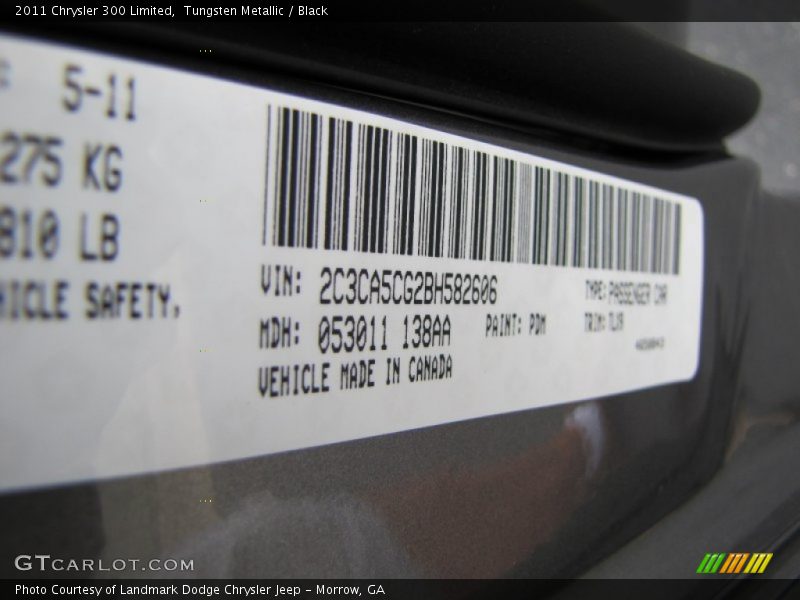Tungsten Metallic / Black 2011 Chrysler 300 Limited